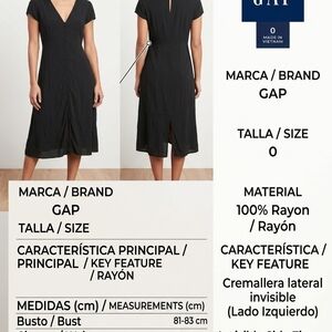 GAP Black Short-Sleeve V-Neck Button-Front Midi Dress